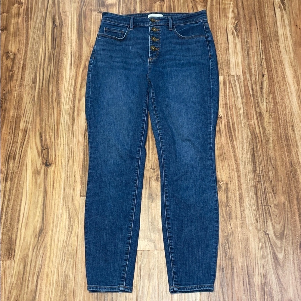 Loft women’s jeans 29 8 curvy skinny high rise ankle blue stretch pants denim